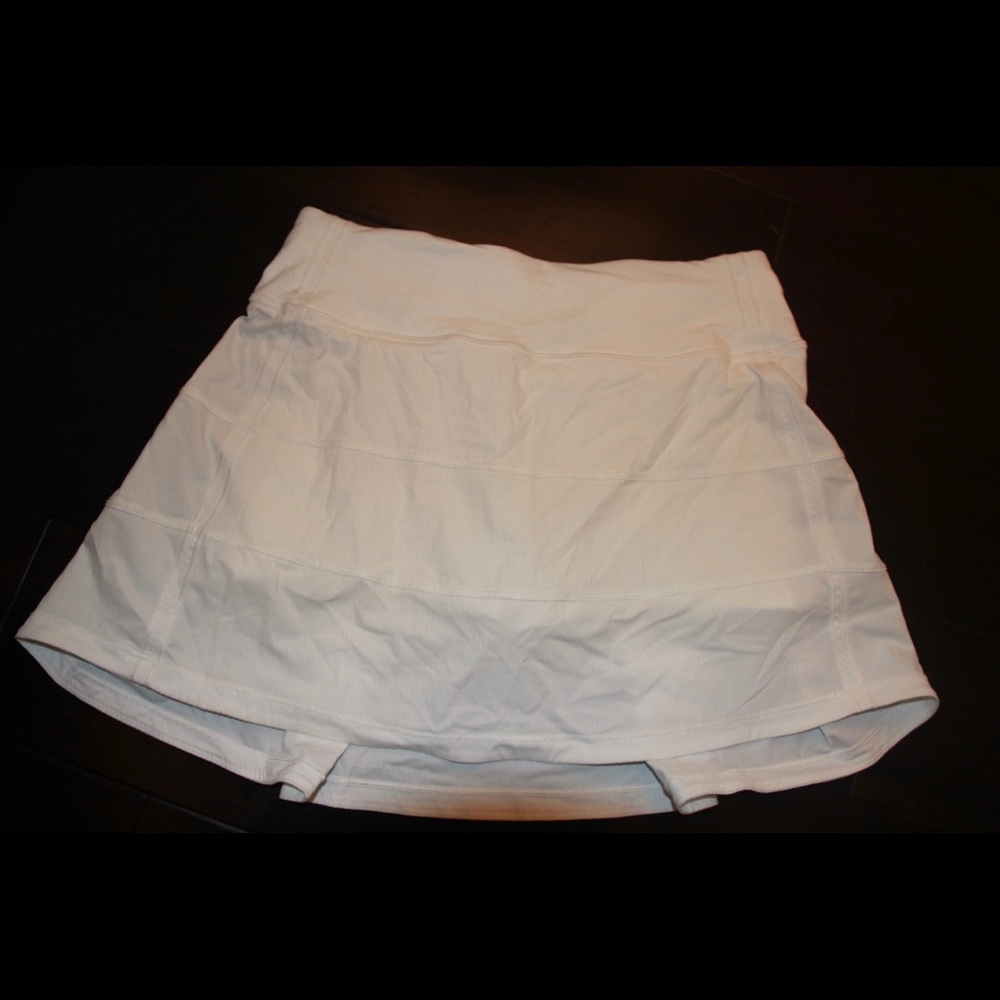 White Lululemon tennis skirt.